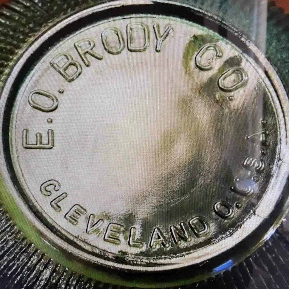 E.O. Brody Co. Cleveland USA Ridged Green Glass Bowl